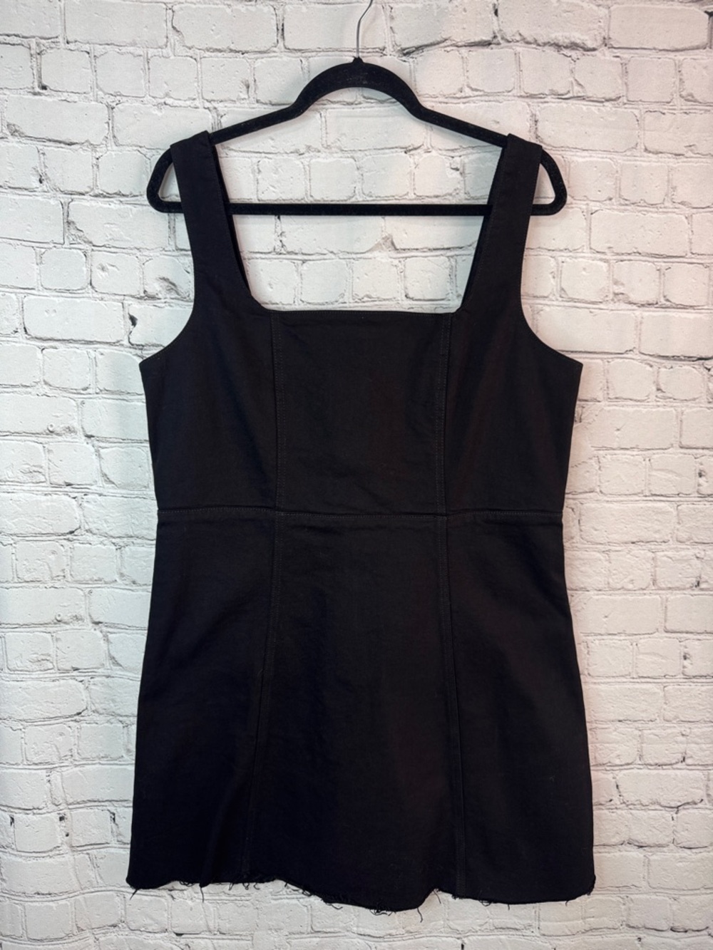Lovers + Friends Black Square-Neck Denim Mini Dress size XL